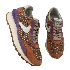 Voile Blanche Owark Low Top Woven Raffia Colorful Suede Lace Up Sneakers 39